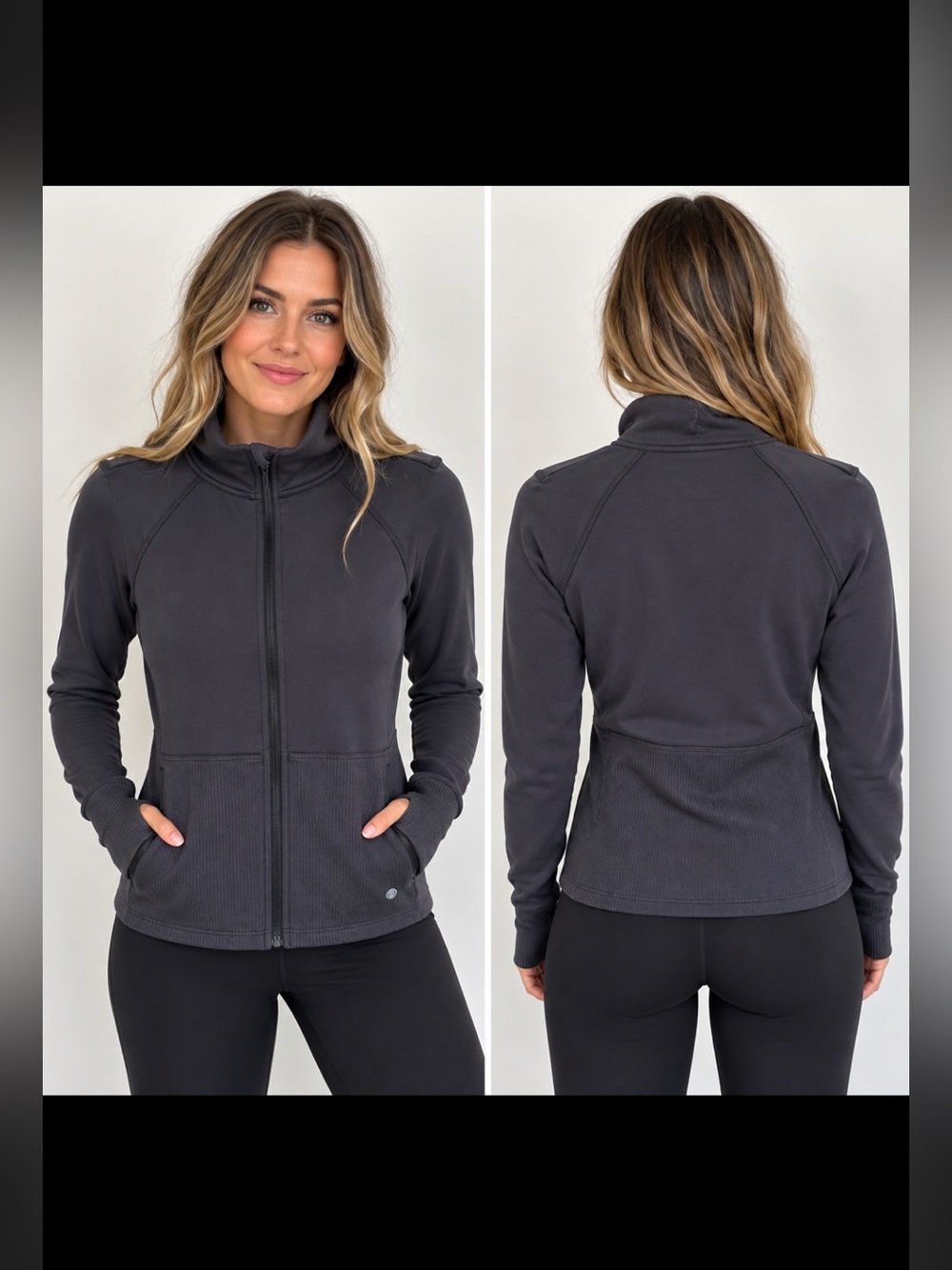 Apana Women’s Small Black  Full Zip Knit Athleisure Jacket Long Sleeve Solid🖤